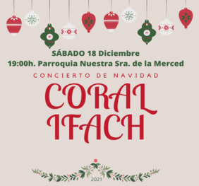 Cartel del concierto de la Coral Ifach de Calp con adornos navideños