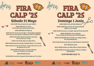 PROGRAMA DISSABTE I DIUMENGE FIRA CALP 2025