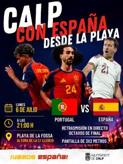 Calpe steunt Spanje vanaf het strand: Spanje tegen Portugal