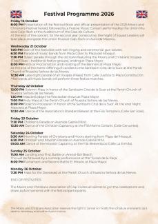 PROGRAMME MOORS AND CHRISTIANS - OCTOBER 2026
